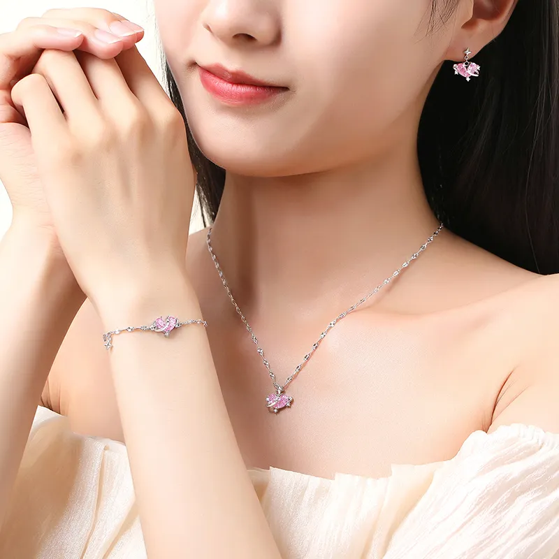 KADER 925 Sterling Silver Necklaces Women's Sweetheart Pink, Box-1