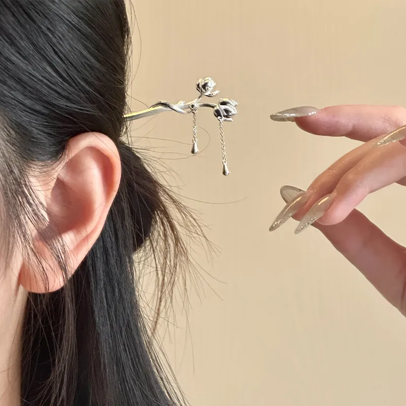 KADER 925 Sterling Silver Hairpins Women's Silver White Box-2