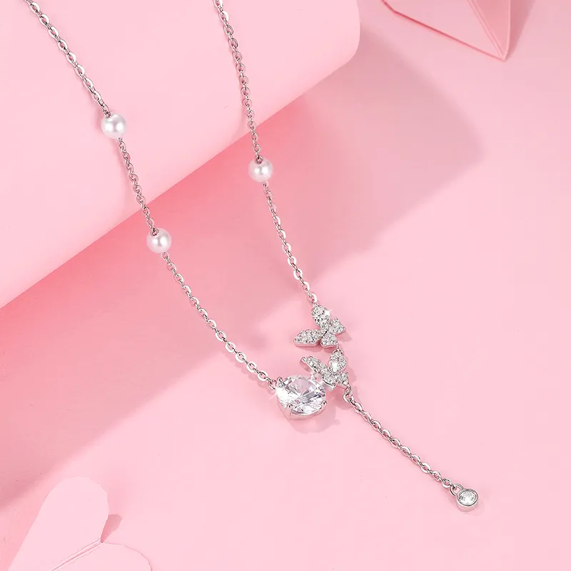 KADER Shimmering Butterfly Dance Series 925 Sterling Silver Necklaces Women's-2
