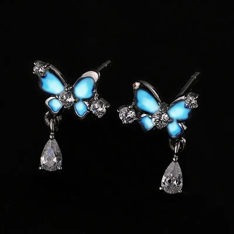 KADER 925 Sterling Silver Stud Earrings Women's Blue-3