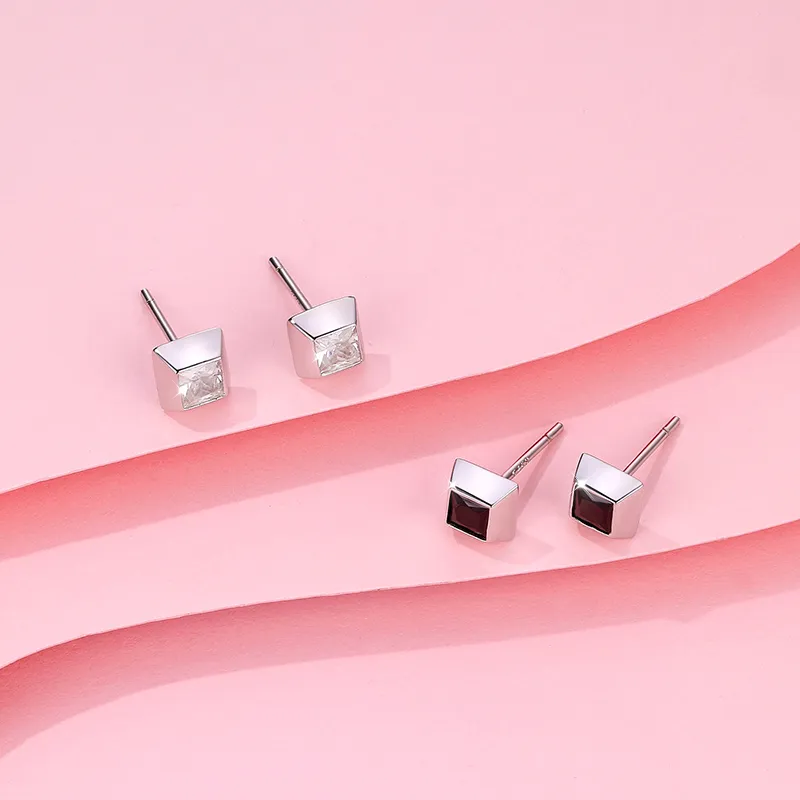KADER 925 Sterling Silver Stud Earrings Unisex Silver, Girlfriend-2