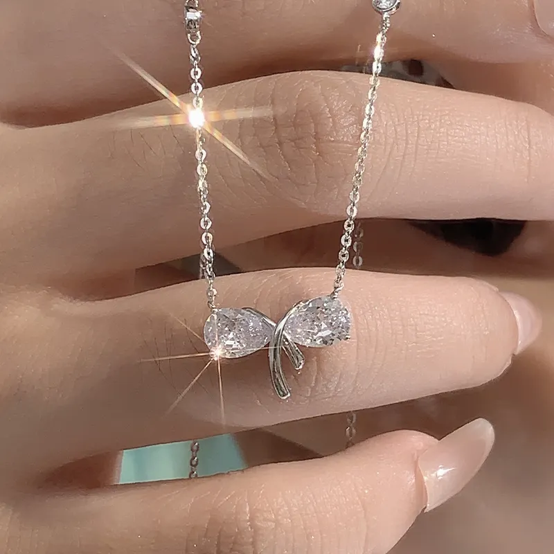KADER S925 Silver Zircon Necklaces Women's Silver White-3