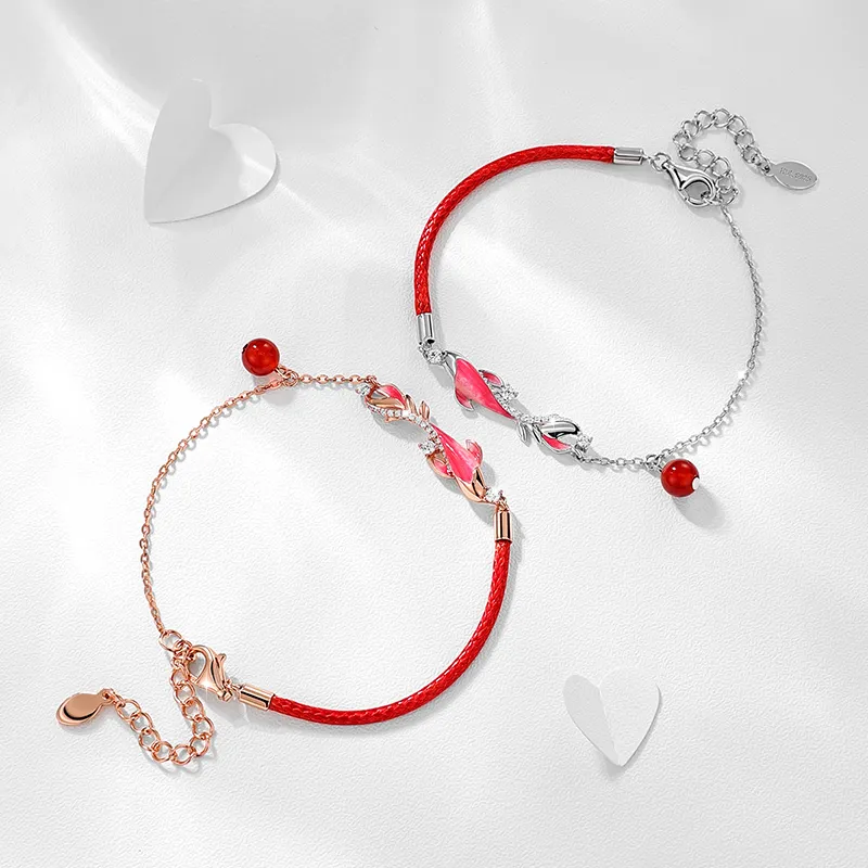 KADER 925 Sterling Silver Bracelets Women's Red, Success Box-11
