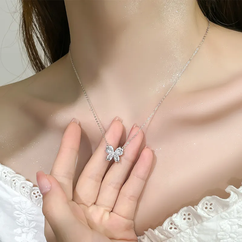 KADER Shimmering Butterfly Dance Series 925 Sterling Silver Necklaces Women's-3