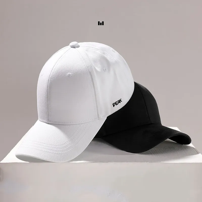 PEAK Cotton Baseball Caps Unisex Black White-1
