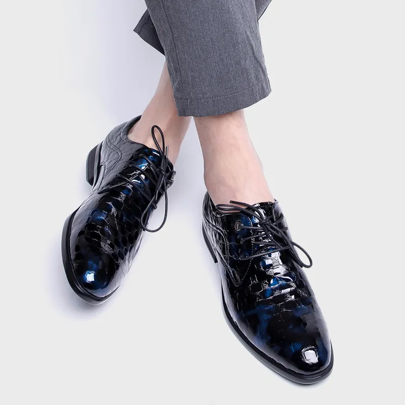 PALMPOLO Dress Shoes Men Low Top Blue/Black-5