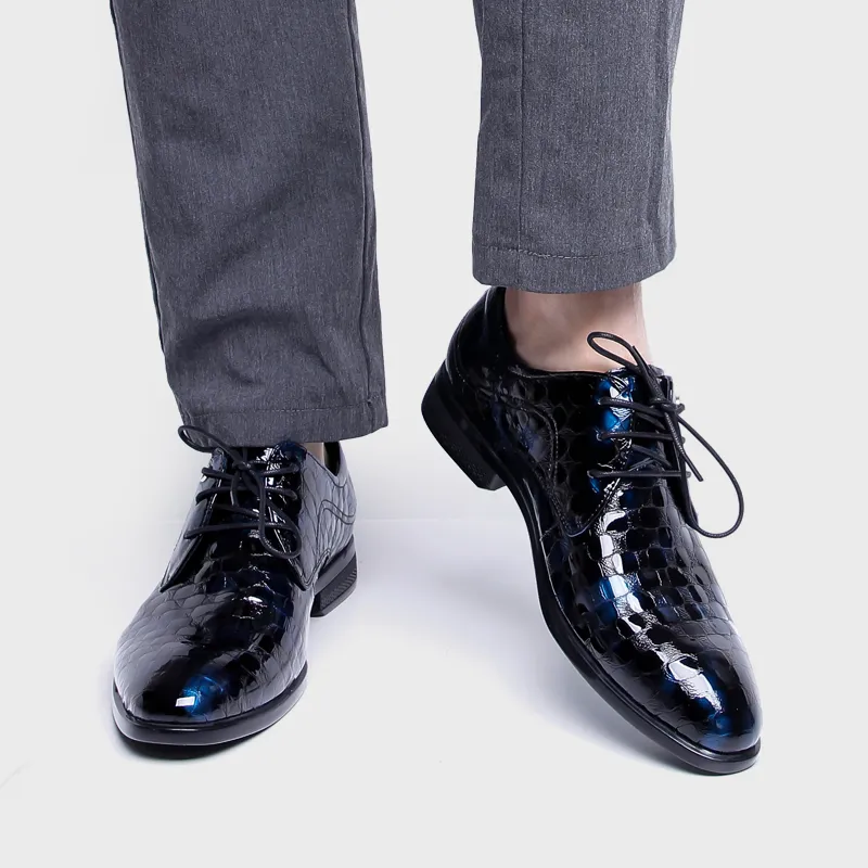 PALMPOLO Dress Shoes Men Low Top Blue/Black-7
