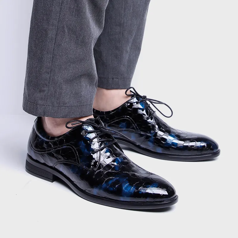 PALMPOLO Dress Shoes Men Low Top Blue/Black-6