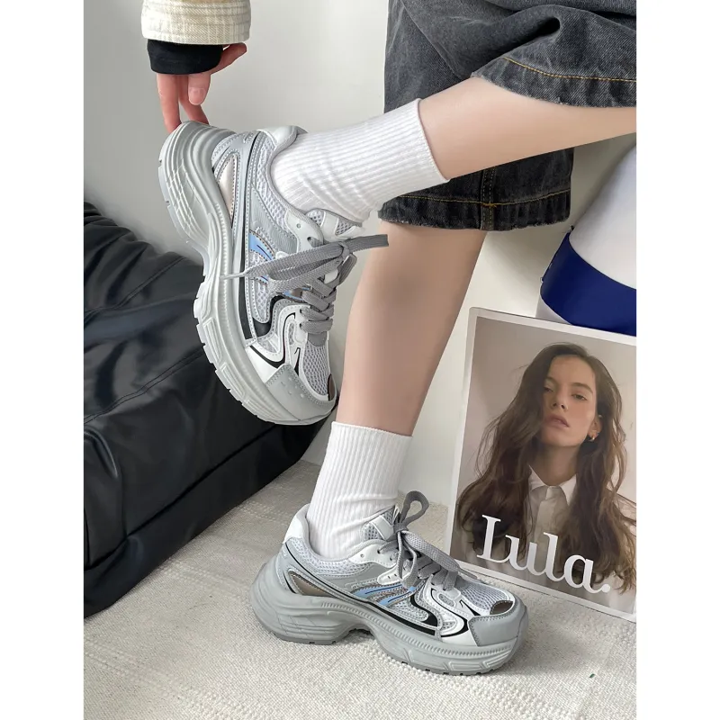VICTORIA&VERA Slip Resistant, Abrasion Resistant, Breathable, Height Increasing Low Top Chunky Sneakers Women's-2