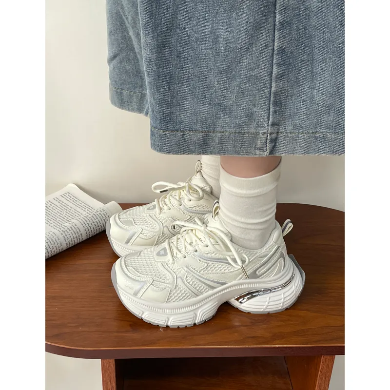 VICTORIA&VERA Slip Resistant, Abrasion Resistant, Breathable, Lightweight Low Top Chunky Sneakers Women's-6