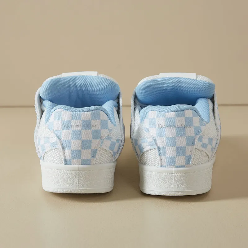 VICTORIA&VERA Non slip Lightweight Low Top Skateboard Shoes Women's Blueberry-4
