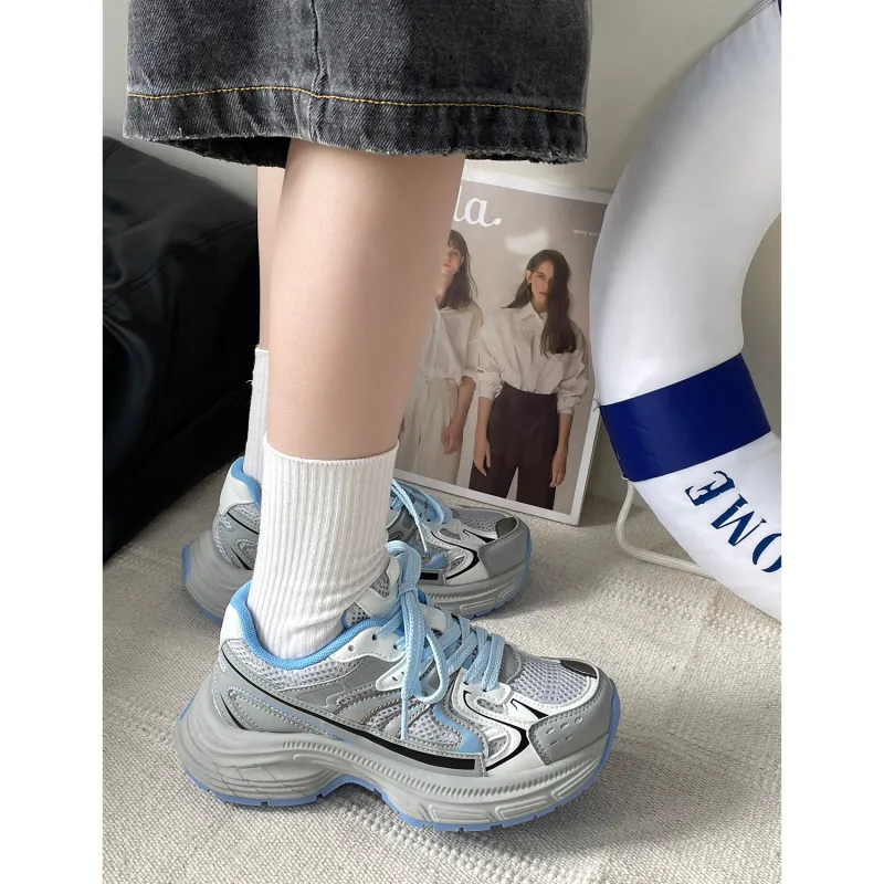 VICTORIA&VERA Slip Resistant, Abrasion Resistant, Breathable, Height Increasing Low Top Chunky Sneakers Women's-6