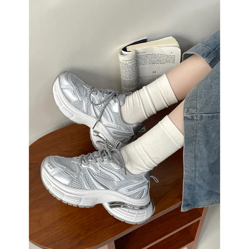 VICTORIA&VERA Slip Resistant, Abrasion Resistant, Breathable, Lightweight Low Top Chunky Sneakers Women's-2