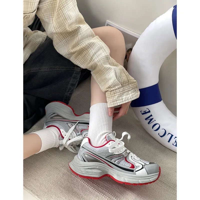 VICTORIA&VERA Slip Resistant, Abrasion Resistant, Breathable, Height Increasing Low Top Chunky Sneakers Women's-19