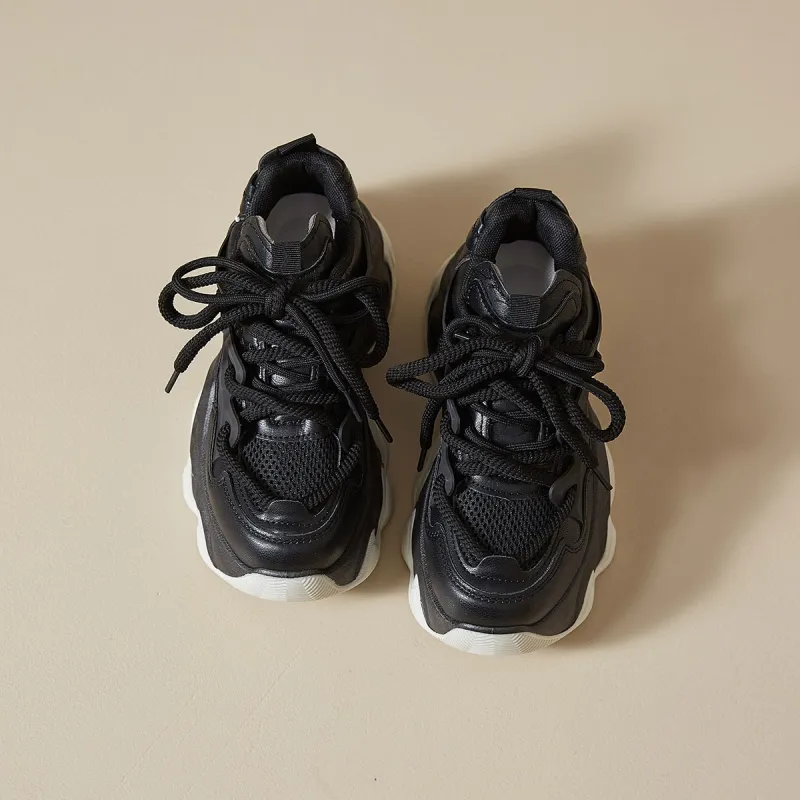 SHUXIAOBEI Cushioning Slip Resistant Breathable Height Increasing Thermal Low Top Chunky Sneakers Women's-8