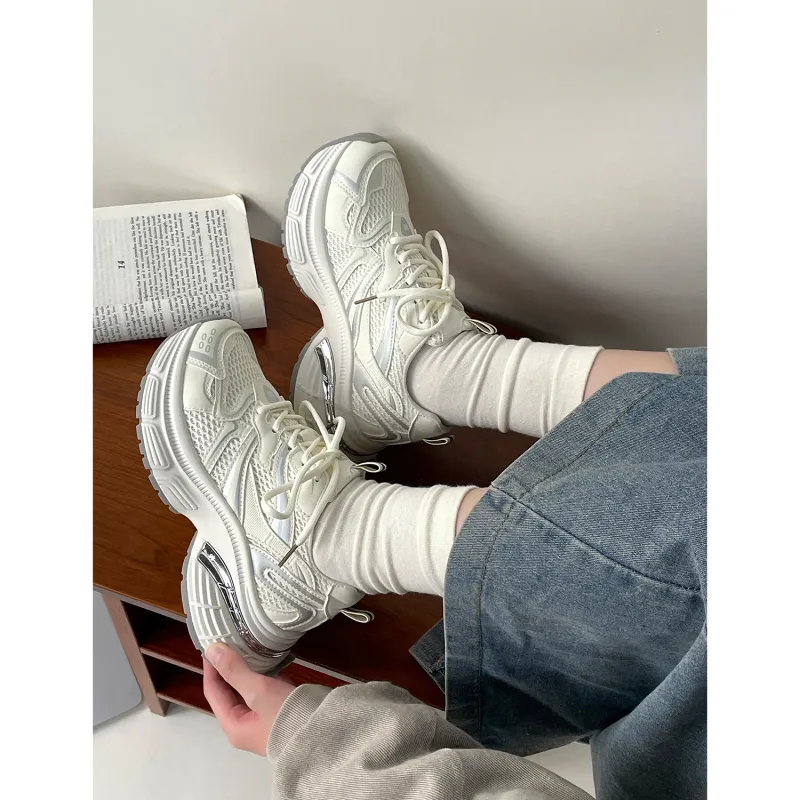 VICTORIA&VERA Slip Resistant, Abrasion Resistant, Breathable, Lightweight Low Top Chunky Sneakers Women's-8