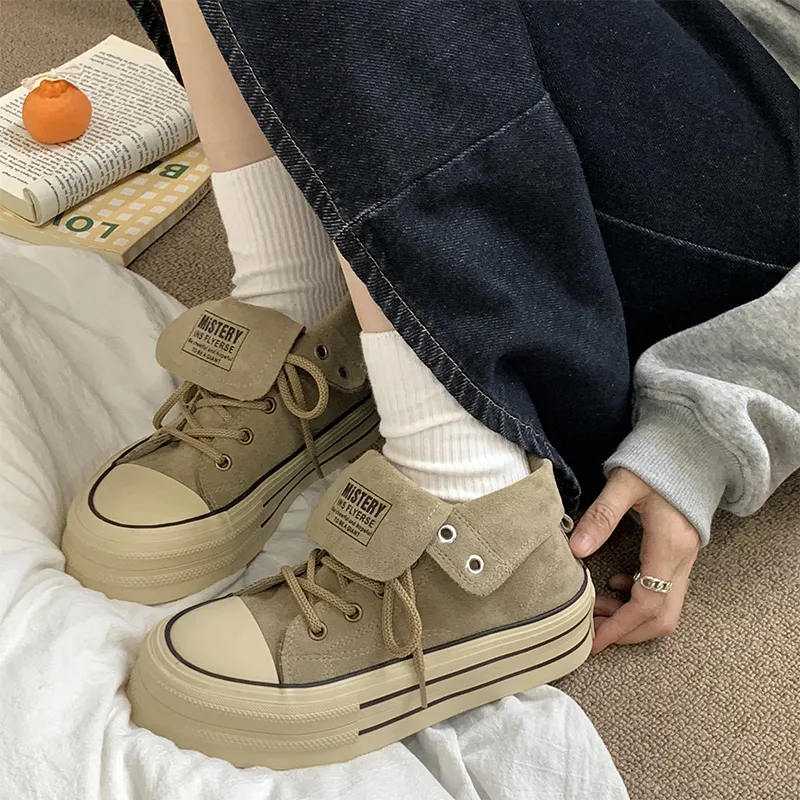 VICTORIA&VERA Slip Resistant, Abrasion Resistant, Lightweight High Top Canvas Shoes Women's-19
