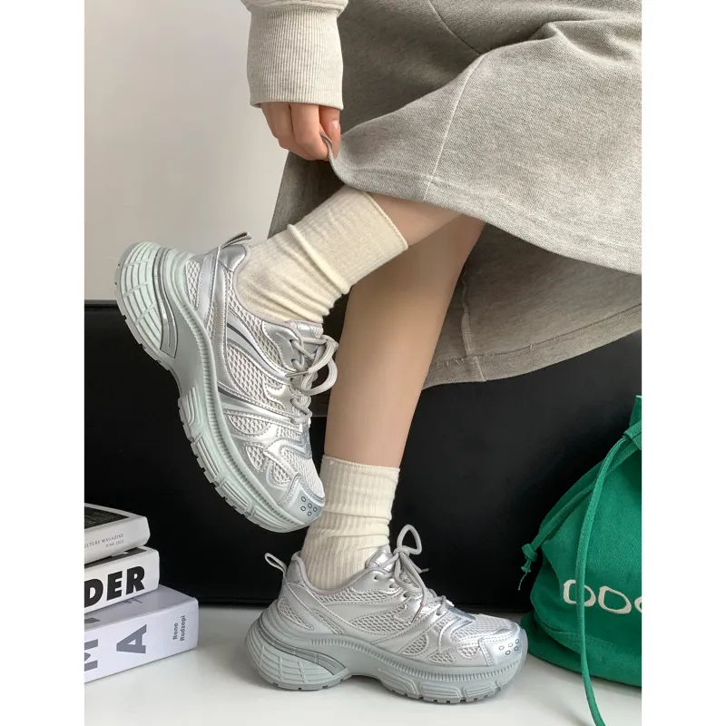 VICTORIA&VERA Slip Resistant, Abrasion Resistant, Breathable Low Top Chunky Sneakers Women's-3