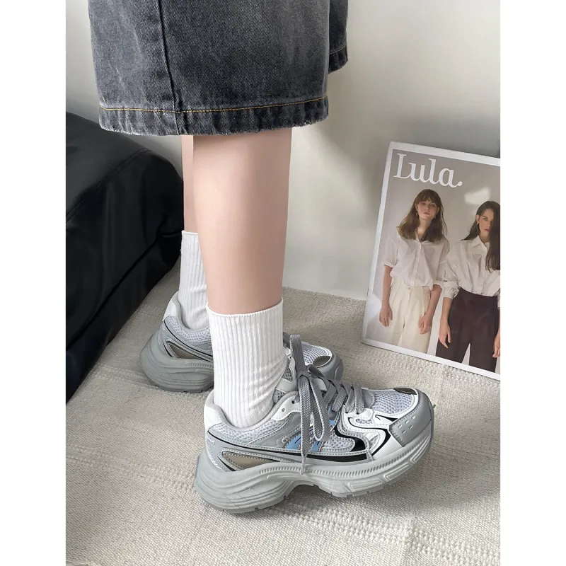VICTORIA&VERA Slip Resistant, Abrasion Resistant, Breathable, Height Increasing Low Top Chunky Sneakers Women's-1