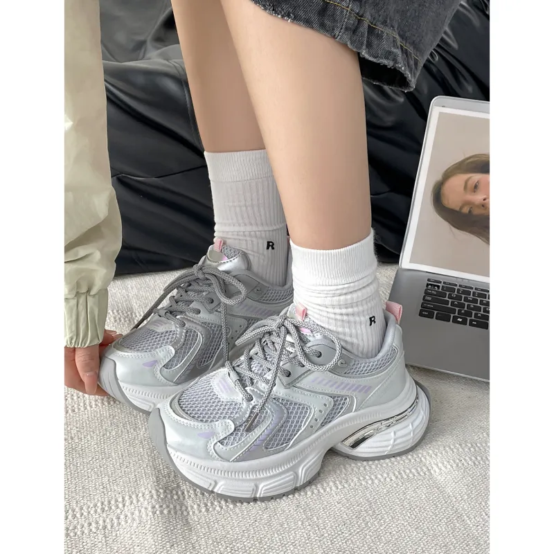 VICTORIA&VERA Slip Resistant, Abrasion Resistant, Breathable, Lightweight Low Top Chunky Sneakers Women's-6