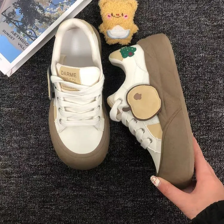VICTORIA&VERA Apple Shoes Height Enhancing Wear Resistant Lightweight Breathable Low Top Skateboard Shoes Women's-14