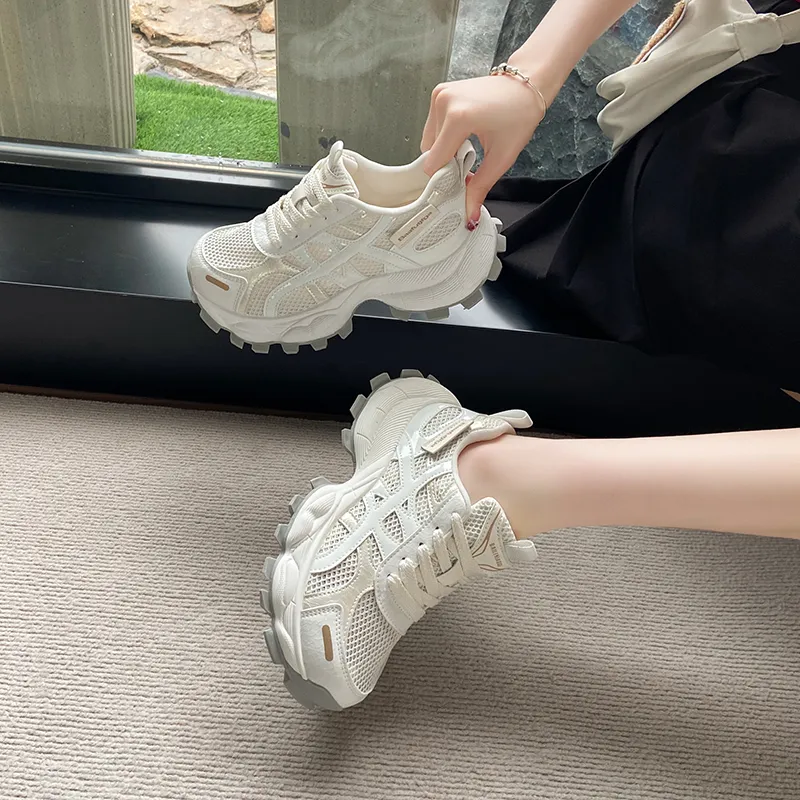 VICTORIA&VERA Abrasion Resistant Height Increasing Breathable Low Top Chunky Sneakers Women's-6