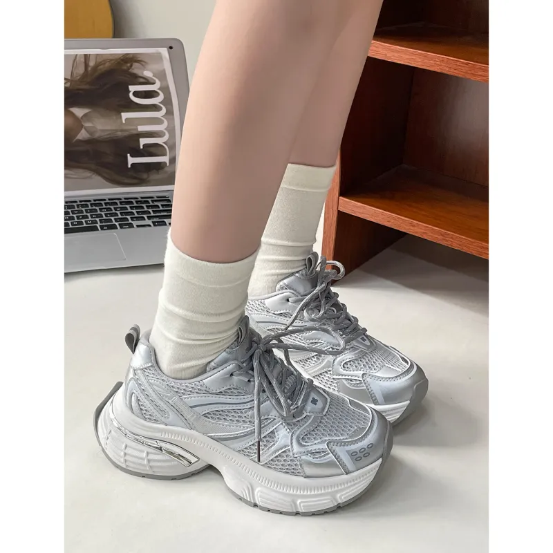 VICTORIA&VERA Slip Resistant, Abrasion Resistant, Breathable, Lightweight Low Top Chunky Sneakers Women's-1