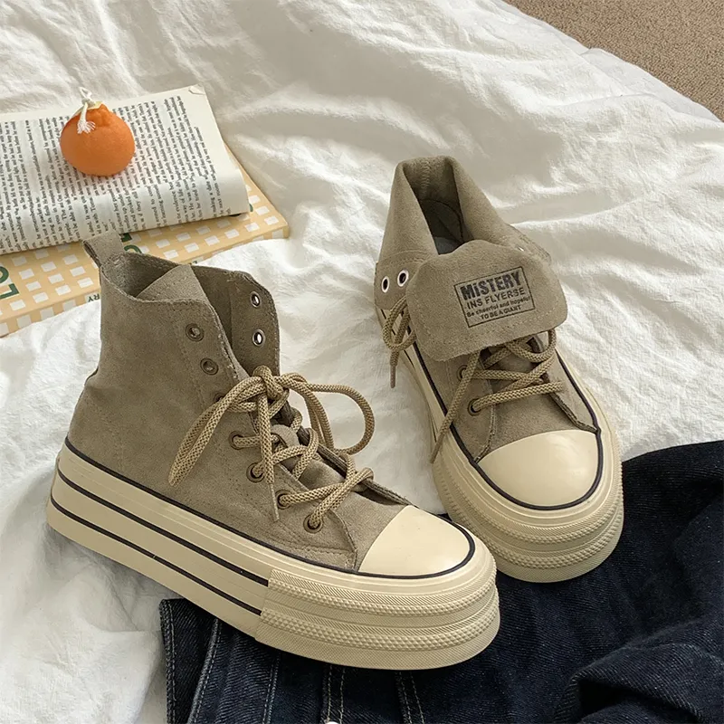 VICTORIA&VERA Slip Resistant, Abrasion Resistant, Lightweight High Top Canvas Shoes Women's-23