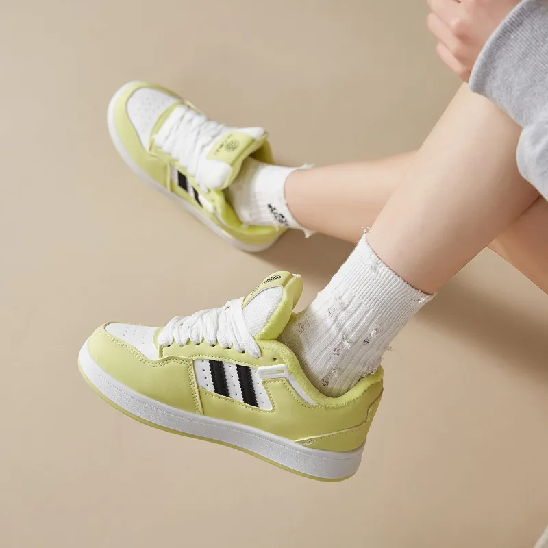 VICTORIA&VERA Slip Resistant Low Top Skateboard Shoes Women's Beige Yellow Padded-7