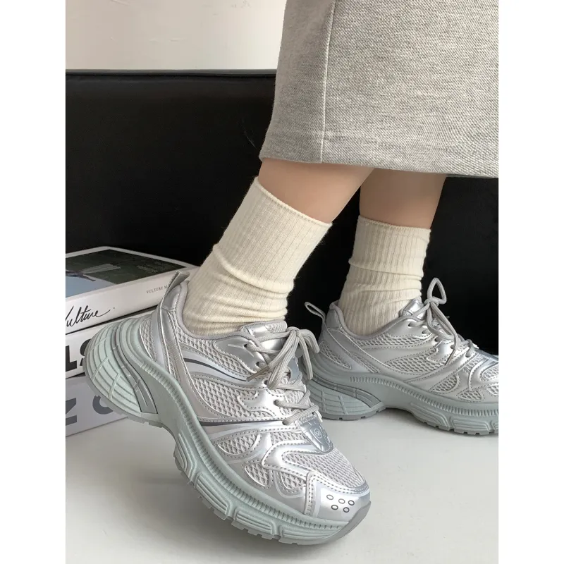VICTORIA&VERA Slip Resistant, Abrasion Resistant, Breathable Low Top Chunky Sneakers Women's-4