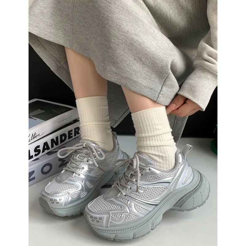 VICTORIA&VERA Slip Resistant, Abrasion Resistant, Breathable Low Top Chunky Sneakers Women's-2
