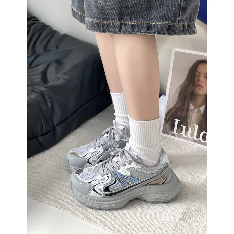 VICTORIA&VERA Slip Resistant, Abrasion Resistant, Breathable, Height Increasing Low Top Chunky Sneakers Women's-3