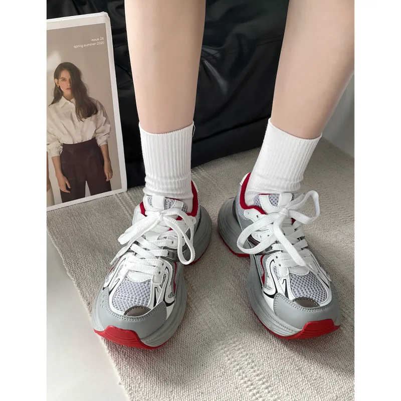 VICTORIA&VERA Slip Resistant, Abrasion Resistant, Breathable, Height Increasing Low Top Chunky Sneakers Women's-17