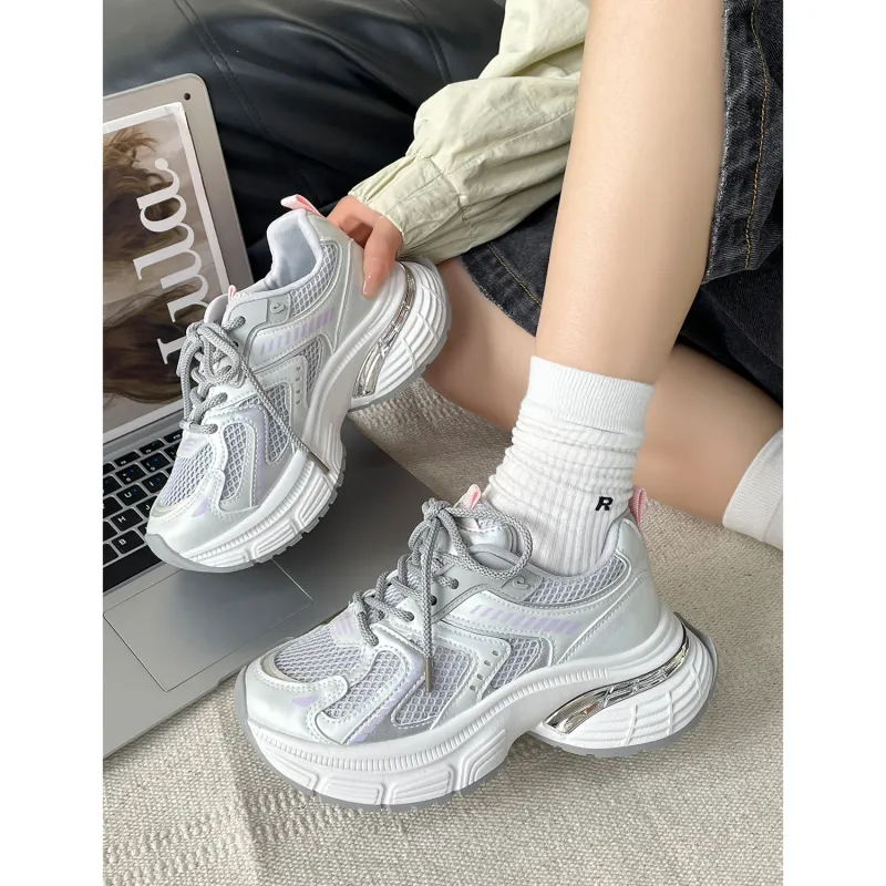 VICTORIA&VERA Slip Resistant, Abrasion Resistant, Breathable, Lightweight Low Top Chunky Sneakers Women's-9