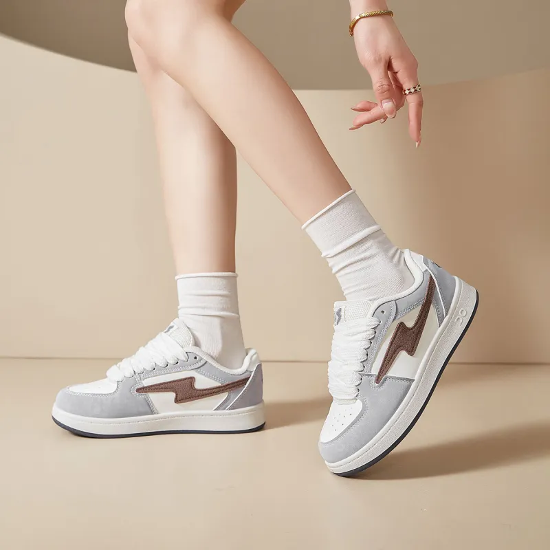 VICTORIA&VERA Skateboard Shoes Women's Low Top White Blue Fleece Lined-8