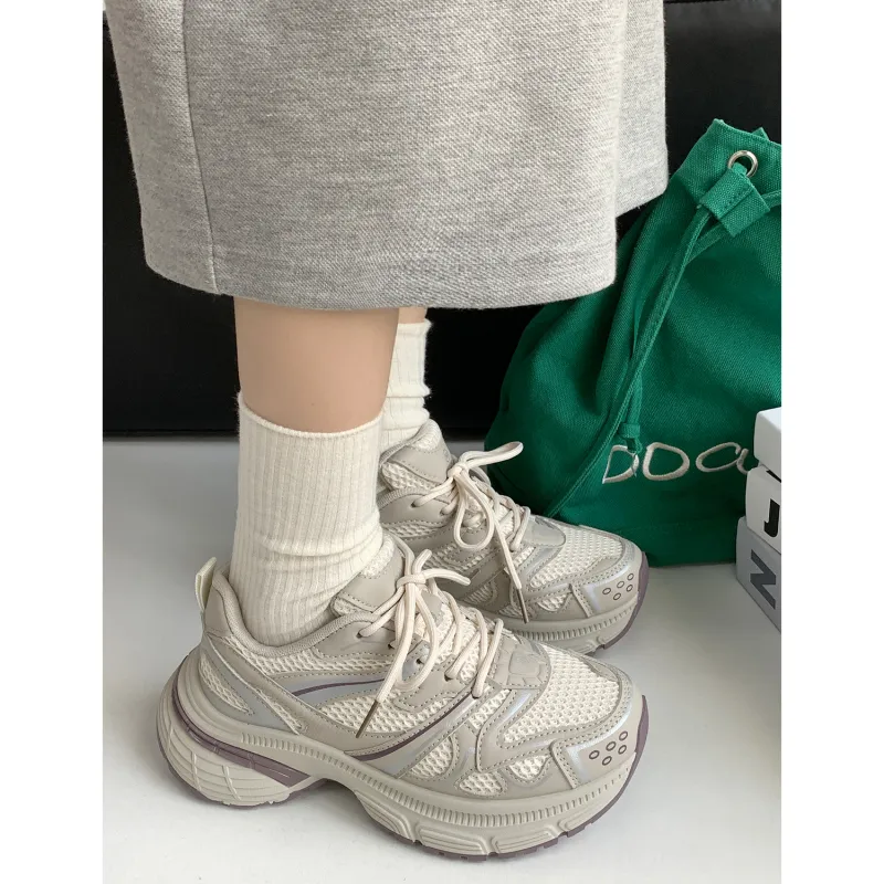 VICTORIA&VERA Slip Resistant, Abrasion Resistant, Breathable Low Top Chunky Sneakers Women's-6