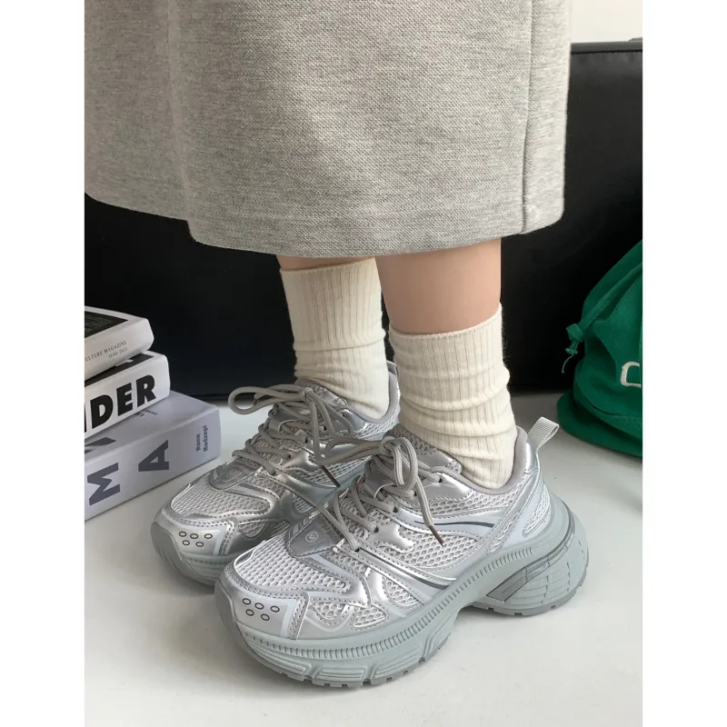VICTORIA&VERA Slip Resistant, Abrasion Resistant, Breathable Low Top Chunky Sneakers Women's-1