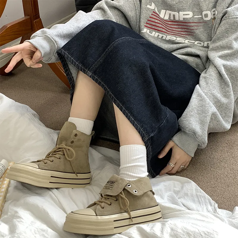 VICTORIA&VERA Slip Resistant, Abrasion Resistant, Lightweight High Top Canvas Shoes Women's-18