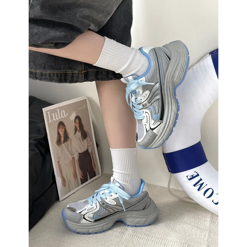 VICTORIA&VERA Slip Resistant, Abrasion Resistant, Breathable, Height Increasing Low Top Chunky Sneakers Women's-9