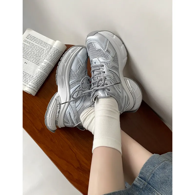 VICTORIA&VERA Slip Resistant, Abrasion Resistant, Breathable, Lightweight Low Top Chunky Sneakers Women's-3
