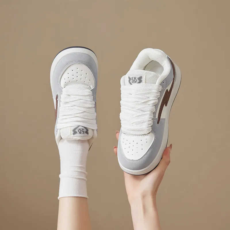 VICTORIA&VERA Skateboard Shoes Women's Low Top White Blue Fleece Lined-7