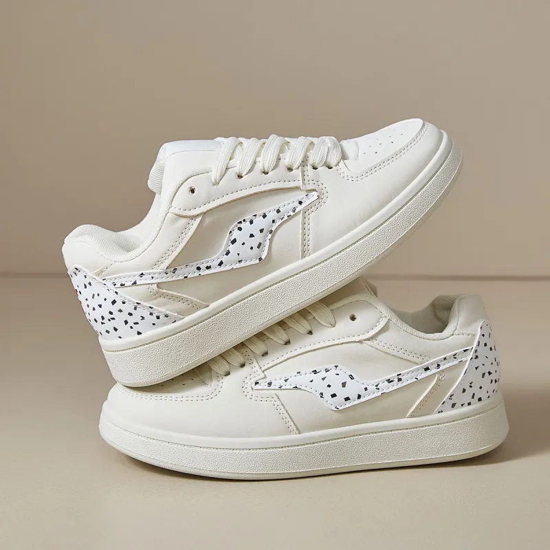 VICTORIA&VERA Slip Resistant, Abrasion Resistant, Lightweight Low Top Skateboard Shoes Women's Lace White-2
