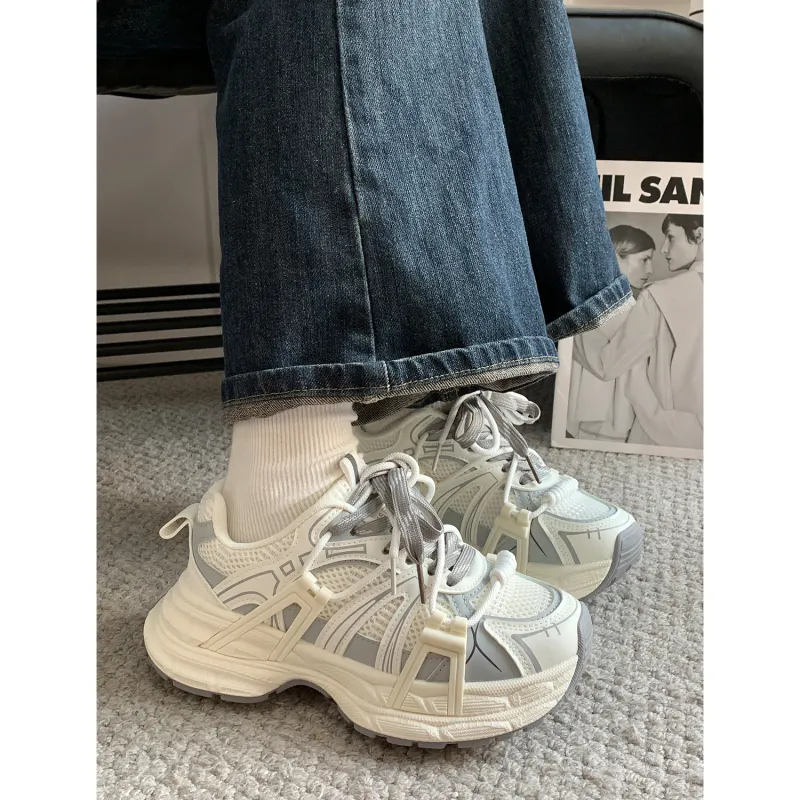 VICTORIA&VERA Slip Resistant, Abrasion Resistant, Breathable, Lightweight Low Top Chunky Sneakers Women's-7