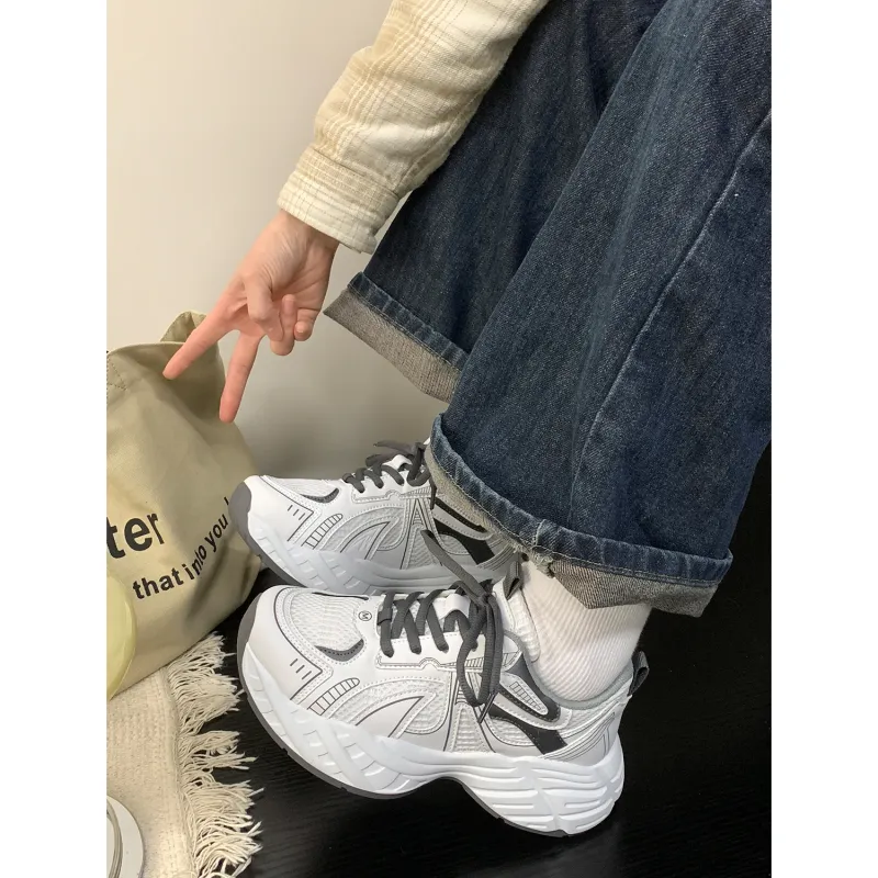 VICTORIA&VERA Slip Resistant, Abrasion Resistant, Breathable, Lightweight Low Top Chunky Sneakers Women's-3