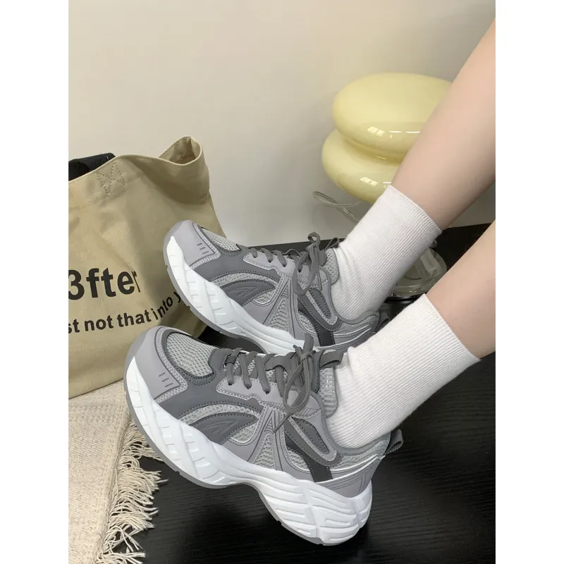 VICTORIA&VERA Slip Resistant, Abrasion Resistant, Breathable, Lightweight Low Top Chunky Sneakers Women's-6