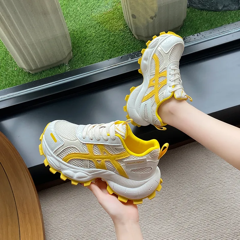 VICTORIA&VERA Abrasion Resistant Height Increasing Breathable Low Top Chunky Sneakers Women's-1