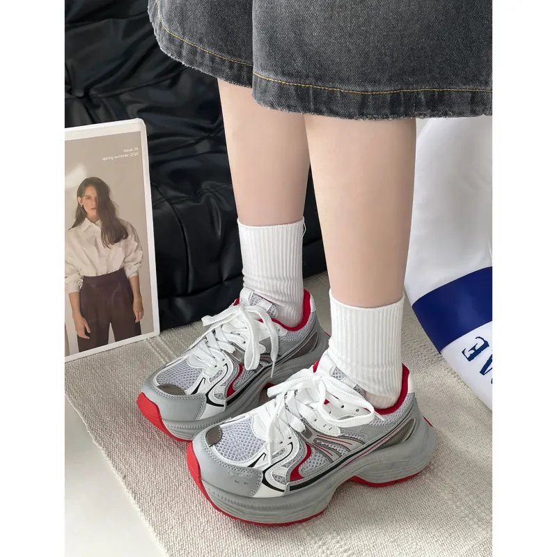 VICTORIA&VERA Slip Resistant, Abrasion Resistant, Breathable, Height Increasing Low Top Chunky Sneakers Women's-16