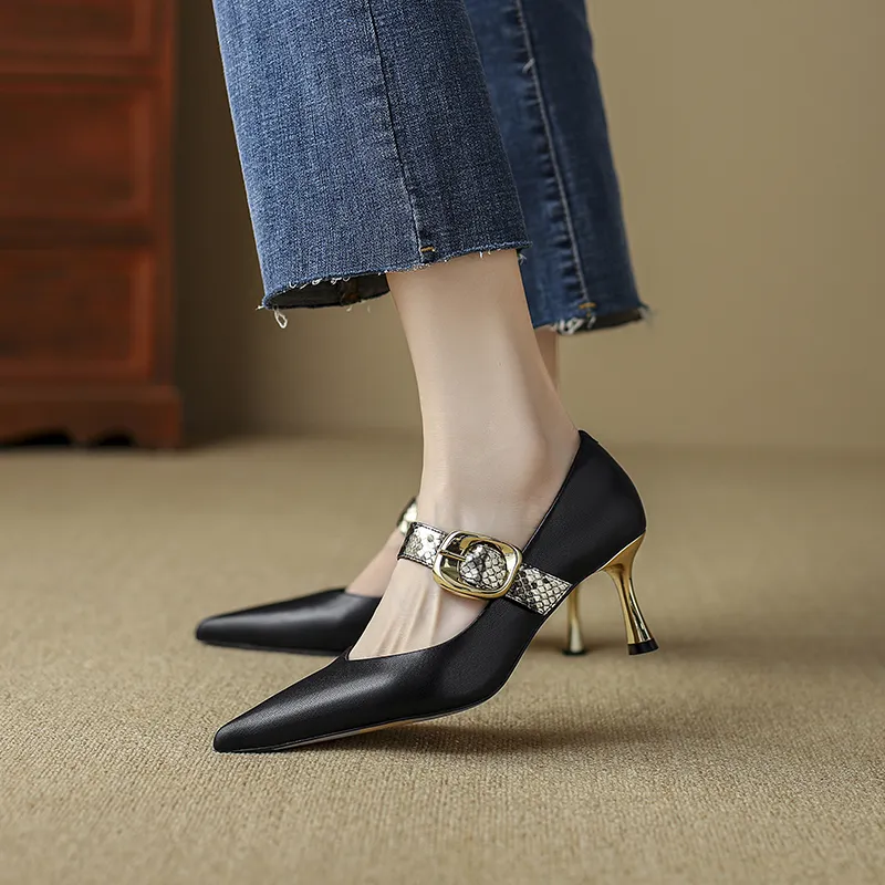 Bai Shiting Slim Heel High Heels 6cm Women's-2