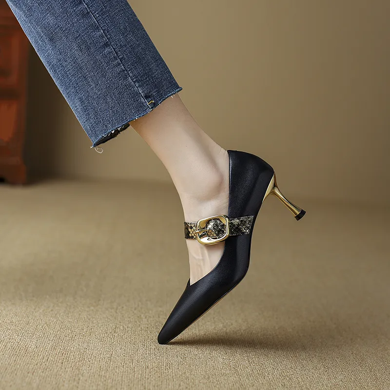 Bai Shiting Slim Heel High Heels 6cm Women's-3