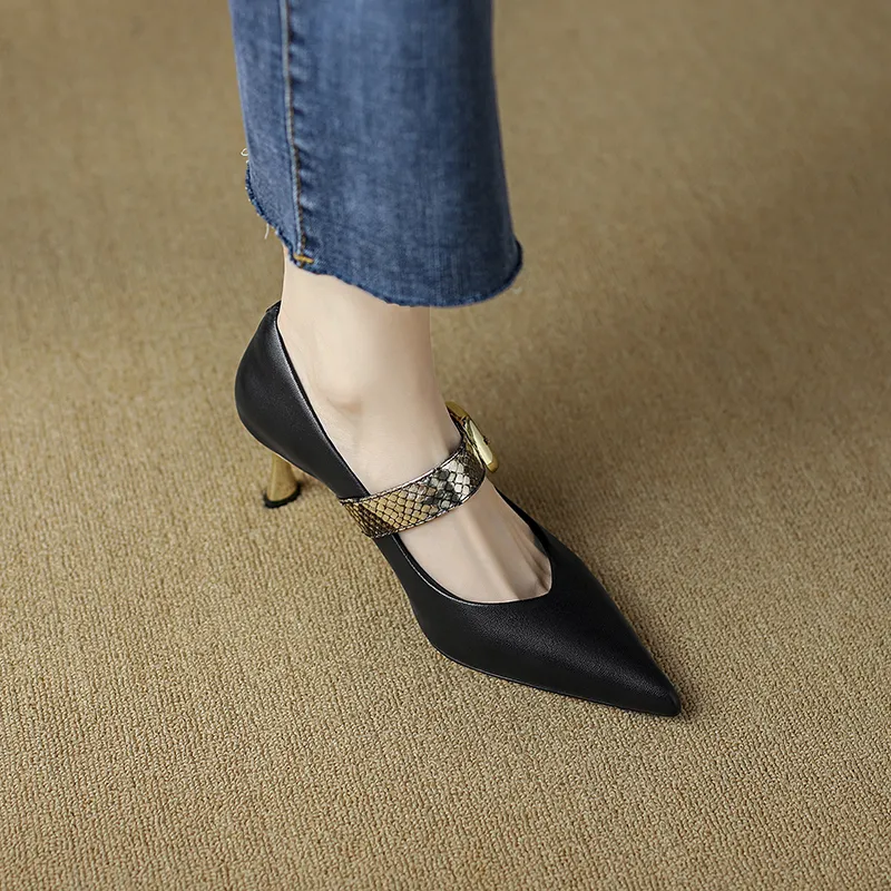 Bai Shiting Slim Heel High Heels 6cm Women's-1